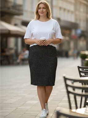 Philosophy Classic Black Polka Dot Pencil Skirt - Timeless Women's Workwear